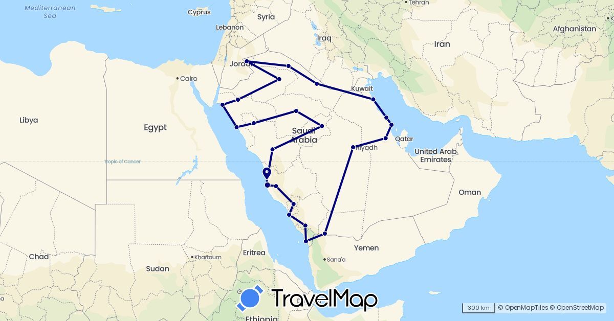 TravelMap itinerary: driving in Saudi Arabia (Asia)